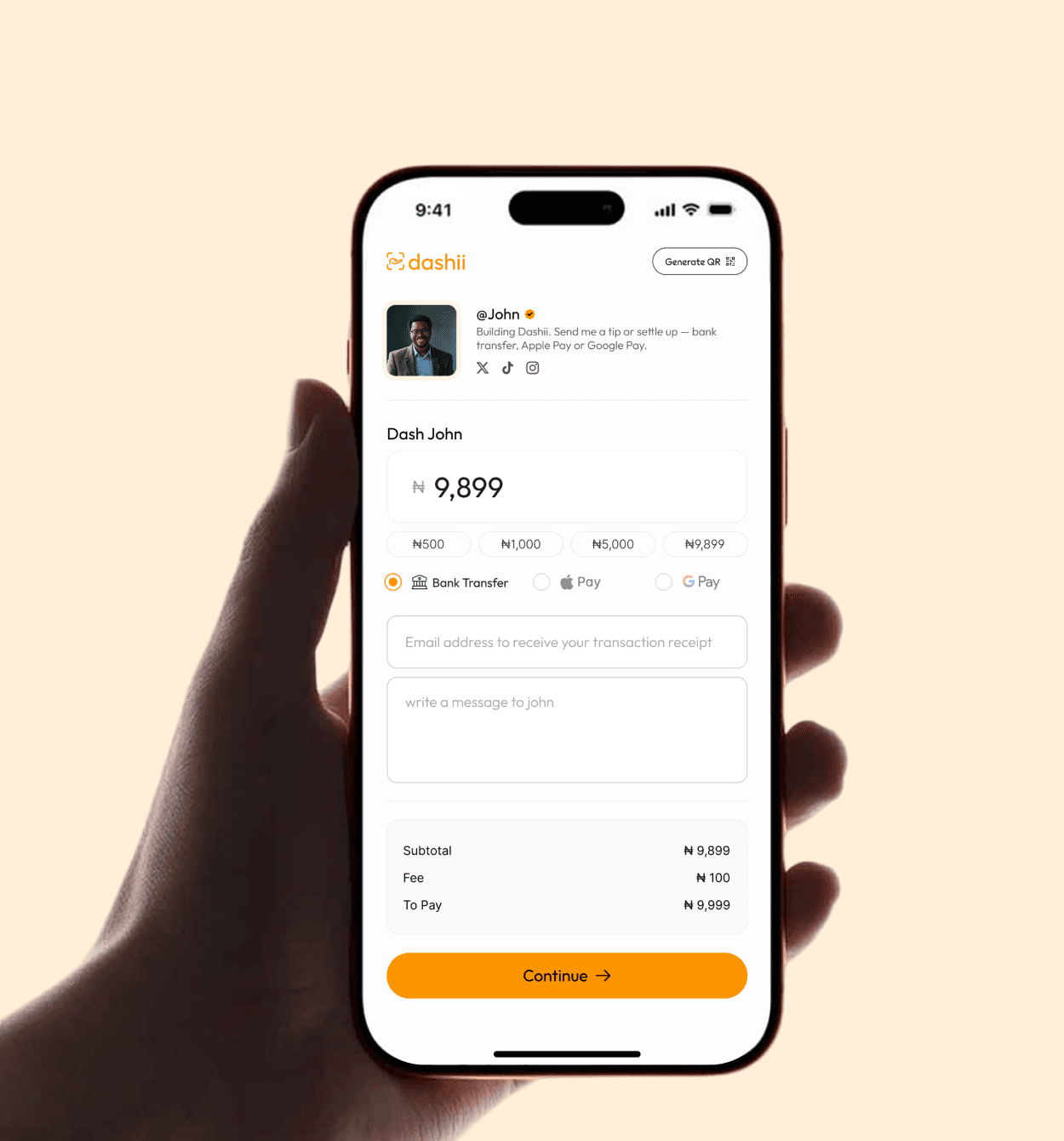 Dashii: A simple way to 
receive Tips from anyone 